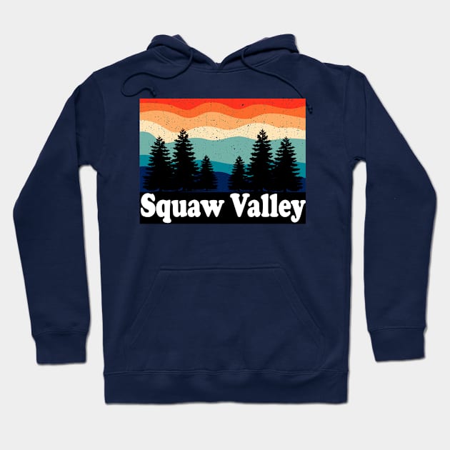 Squaw Valley California Forest Camping Funny Hiking Hoodie by Opal Designs